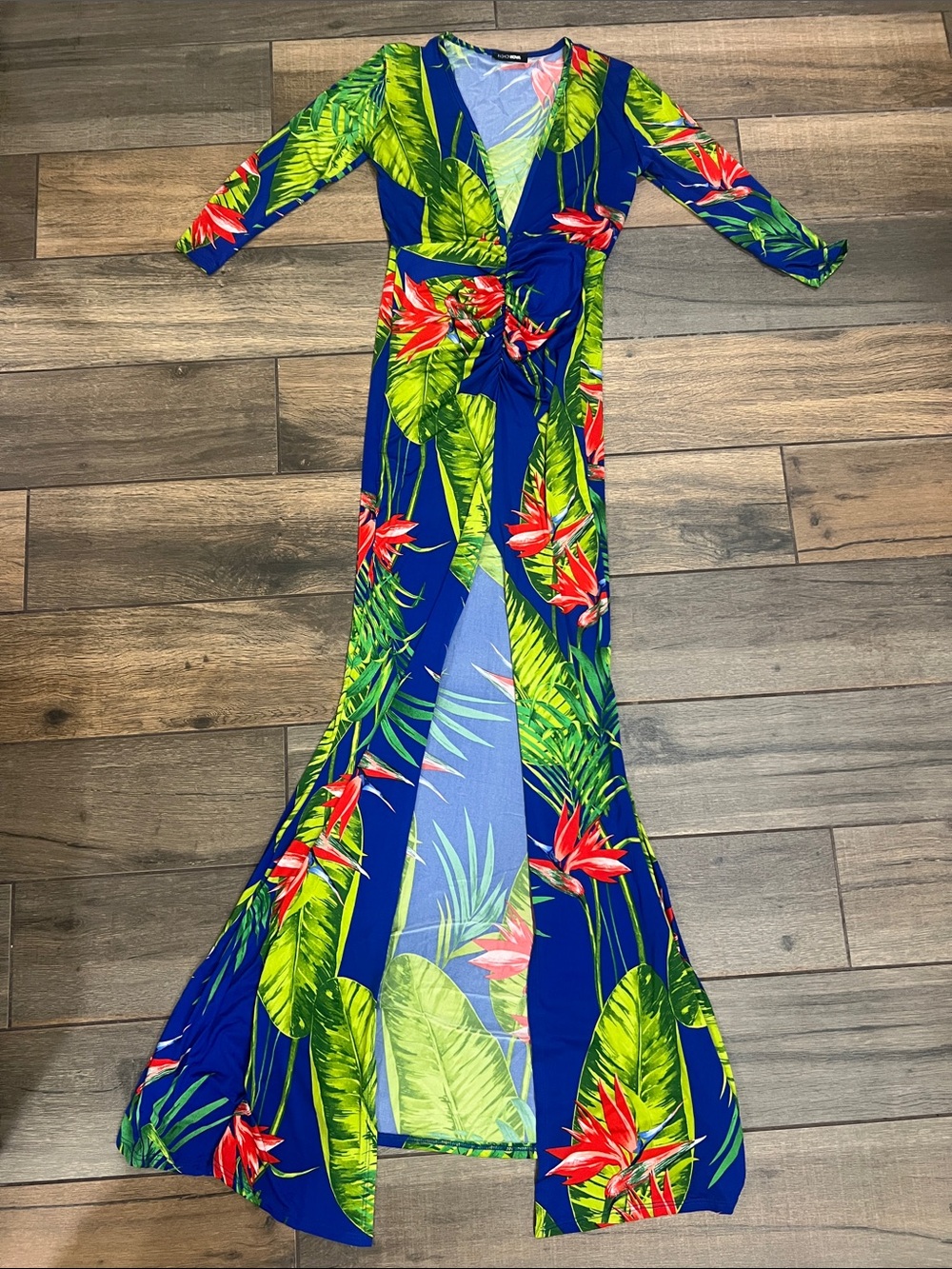 FASHION NOVA Blue Tropical Maxi Dress with Floral Print!!!